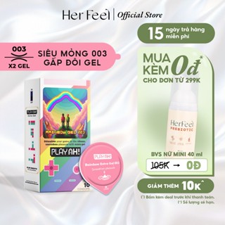  Bao Cao Su PlayAh Rainbow Gel 003 Hộp 3 10 Size 52mm siêu mỏng nhiều gel 