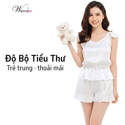 Đồ bộ mặc nhà WANNABE bộ đùi nữ quần short áo lai nhún bèo đem lại sự xinh xắn cho bạn nữ BSS10