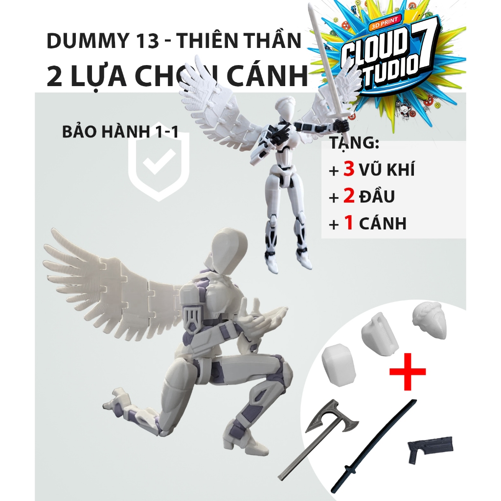 DUMMY 13 THIÊN THẦN 100% LẮP SẴN in 3D đầy đủ khớp chuyển động siêu thật linh hoạT