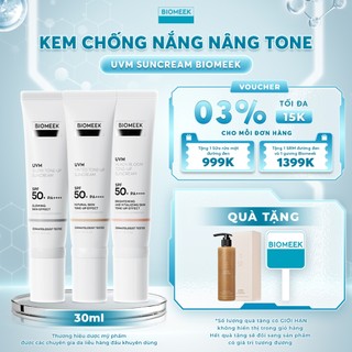   Biomeek  Kem chống nắng nâng tông kháng nước chỉ số SPF 50 PA++++ 30ml. 