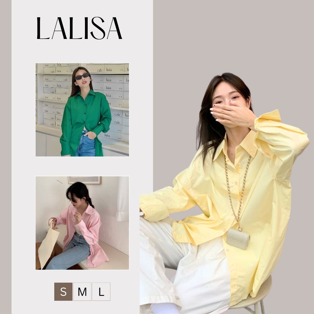 Áo Sơ Mi Nữ Kiểu Dài Tay LALISA Áo Khoác Sơ Mi Form Rộng Phong Cách Hàn Quốc Trendy Nắng Động AO014