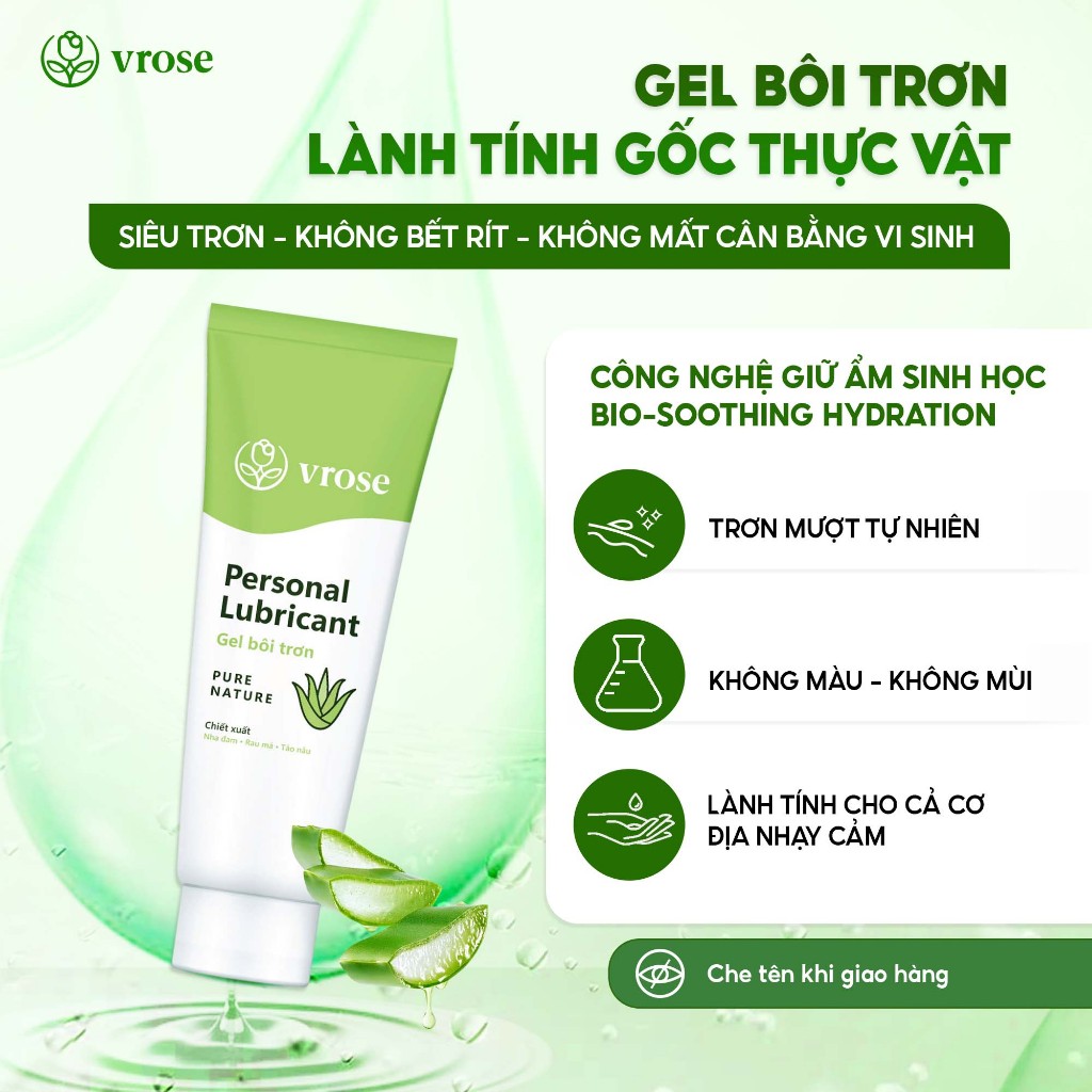 Gel Bôi Trơn Gốc Thực Vật Vrose 90ml – Trơn Mượt Lâu, Không Bết Dính, An Toàn Cho Da Nhạy Cảm