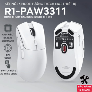 Chuột Gaming Không Dây Attack Shark R1 Siêu Nhanh, Nhẹ Paw3311 Cực Mạnh 3 Mode Bluetooth/2.4G/Type-C