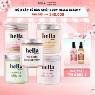  Bộ 2 tẩy tế bào chết body Hella Beauty giúp làm sạch sâu hỗ trợ dưỡng sáng da 