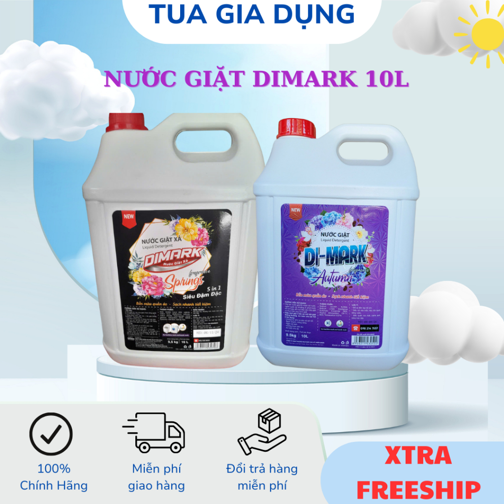 NƯỚC GIẶT XẢ DIMARK 5IN1 10L - HƯƠNG NƯỚC HOA - LƯU HƯƠNG 24H