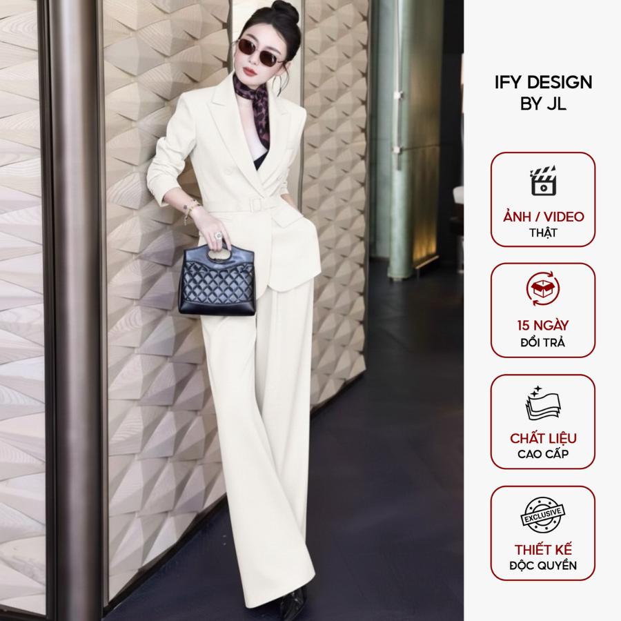 Set Vest Blazer công sở IFY DESIGN thiết kế áo vest phối quần ống suông tôn dáng - SL0769K