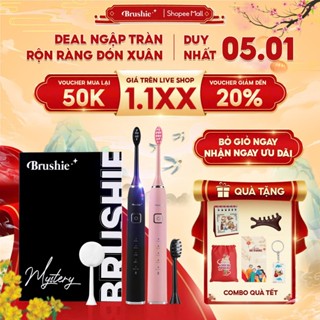  GIÁ 1.0XX TẠI LIVE SHOP  Combo 2 bàn chải điện Brushie Ultra Plus cho cặp đôi 5 chế độ phù hợp cho cả người niềng 