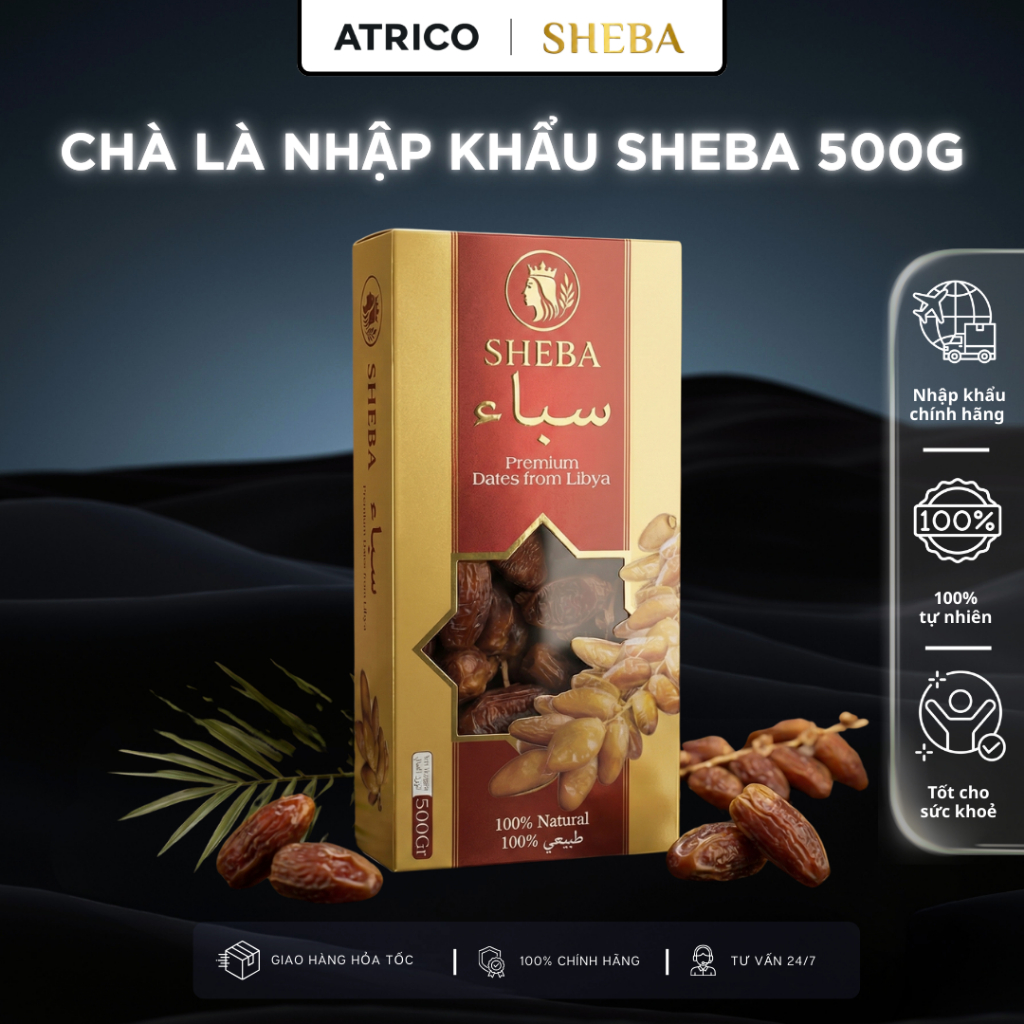 Chà Là Nguyên Cành SHEBA - Nhập Khẩu Chính Ngạch Libya, Không Tẩm Đường, Quà tặng VIP