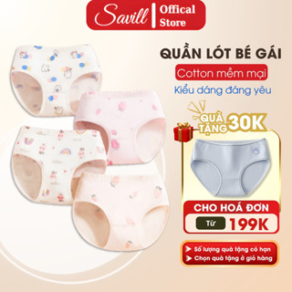  Combo 4 Quần lót bé gái hoạ tiết xinh xắn Quần lót trẻ em cotton mềm mại êm ái cho bé SAVILL L7000 