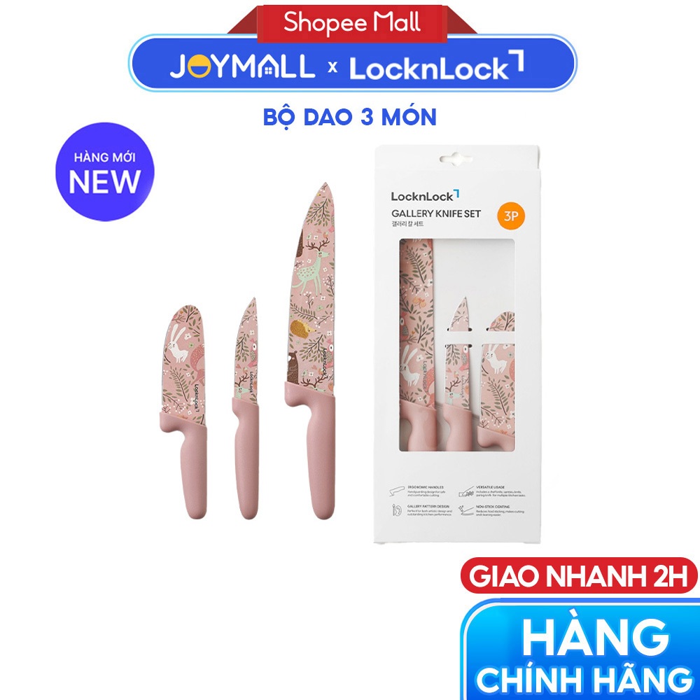 Bộ Dao Nhà Bếp 3 Món LocknLock CKK308S3 Gallery Knife Set, Hàng Chính Hãng - JoyMall