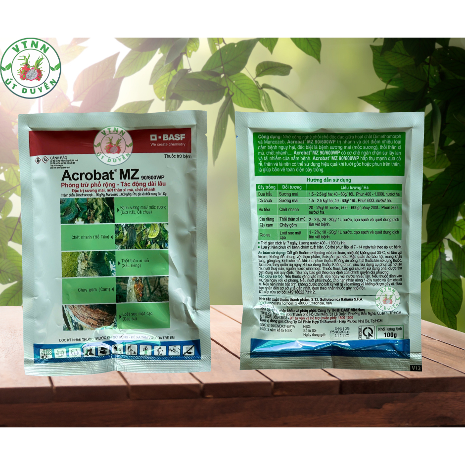 Acrobat Mz 90/600WP ngừa thối rễ, đốm lá, sương mai, phấn trắng. Gói 100gr