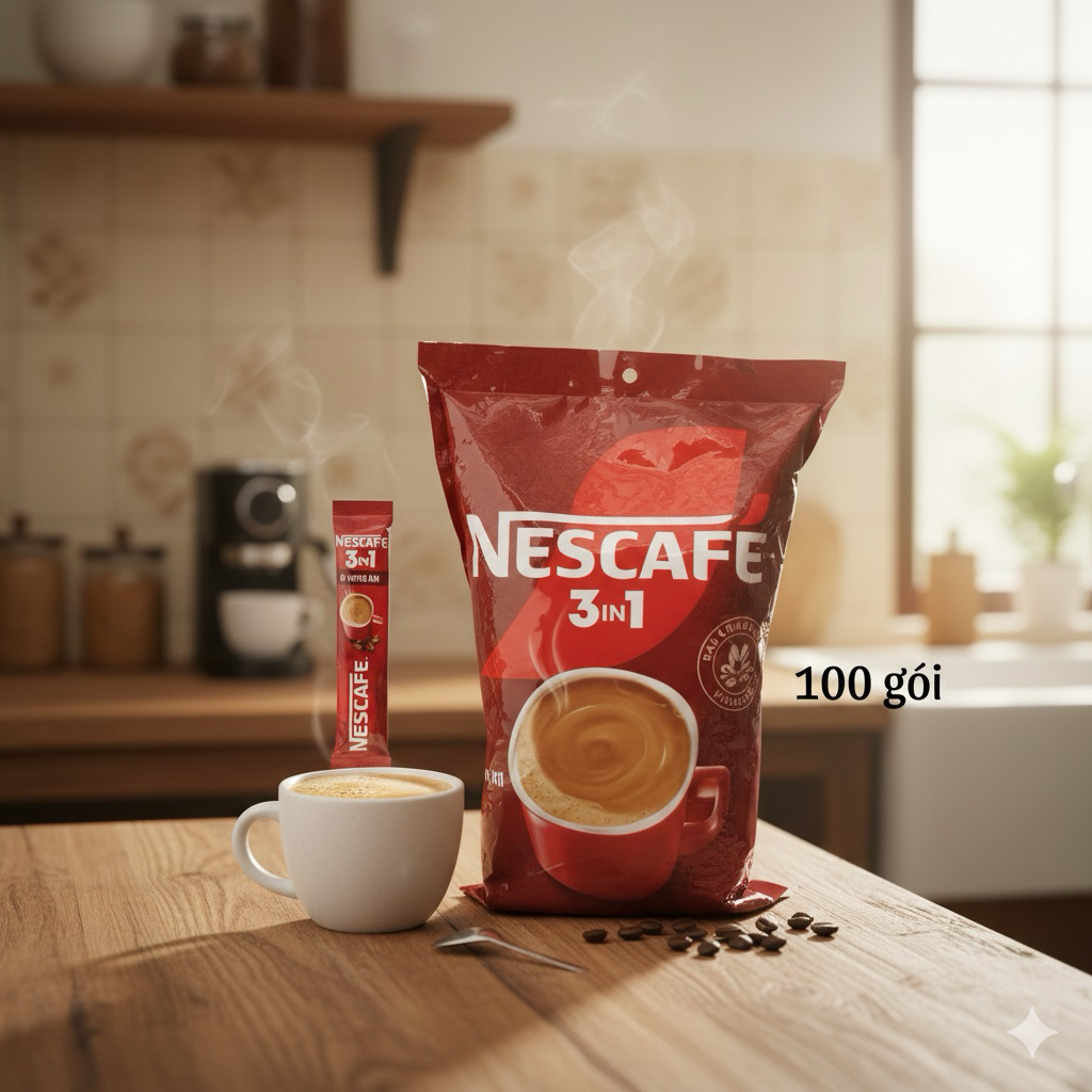 Cà phê Nescafe 3in1 vị nguyên bản, bịch 100 gói *16g - Coffee