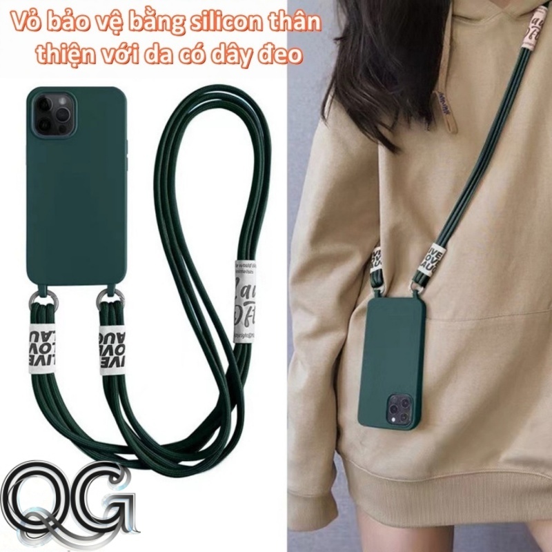 Ốp lưng iPhone silicon mềm có dây đeo cho iPhone 13 14 15 16 17 Pro Max 17 Air