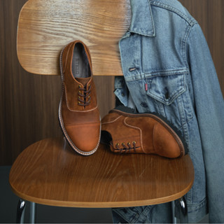 Giày Da Bò Màu Nâu Oxford V2 -Giày Nam Cổ Thấp, Da Sáp  Đế Siêu Nhẹ Phylon, Giày Tây Có Lót Tăng Chiều Cao - Thương Hiệu