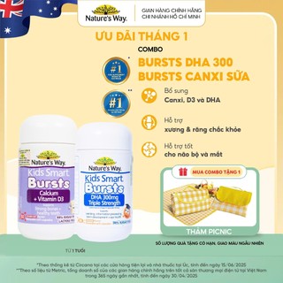 Combo Phát Triển Trí Não Tăng Chiều Cao NATURE'S WAY Kids Smart DHA 300mg +Calcium Vitamin D3 Cho Bé Từ 1 Tuổi 50v lọ 