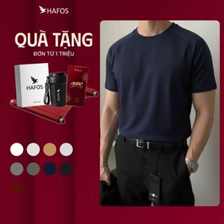    SALE 50%   Áo Thun Nam HAFOS ROOKEE Cổ Tròn In Nổi 8 Màu Vải Cotton Mát. Áo phông nam tay raglan logo in nổi dễ phối đ 