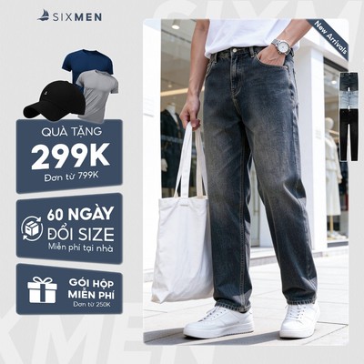 [NEW] Quần jeans nam ống suông SIXMEN, chất Jeans cao cấp, phom Straight thoải mái, dễ mặc dễ phối