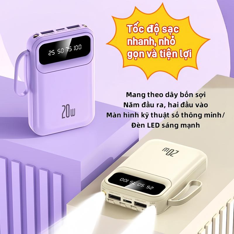 F5 20000 mAh Công suất lớn Nguồn điện di động 25W+Sạc nhanh Màn hình LED thông minh không thấm nước