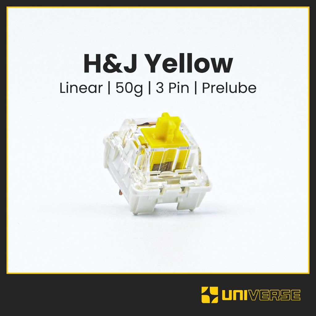 10 Switch H&J G Yellow 2.0 Prelube Switch Linear 3 Pin 50g G Yellow Switch Công Tác Bàn Phím Univers