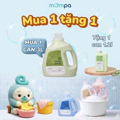 [3L TẶNG 1,2L] Nước giặt Mompa công nghệ sinh học cho quần áo sơ sinh diệt khuẩn Enzyme tẩy sạch vết bẩn