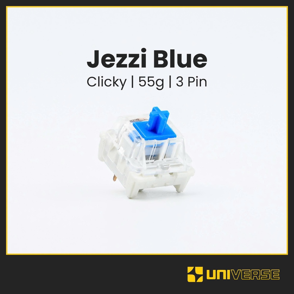 10 Switch Jerrzi Blue Switch 3 Pin Switch Clicky 55g PC + POM Công Tắc Bàn Phím Cơ Uninverse