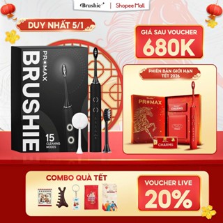   GIÁ 703K LIVE ECOGO  Bàn Chải Điện Brushie Promax 15 Chế Độ Làm Sạch Tích Hợp Đầu Rửa Mặt Công Nghệ Sóng Âm 