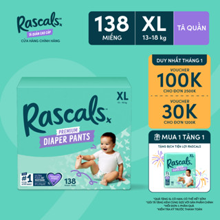  Thùng Tã Bỉm Quần cao cấp Rascals Size XL  13-18kg  138 miếng 