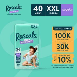  Tã Bỉm Quần Rascals Size XXL  15-20kg  40 miếng 