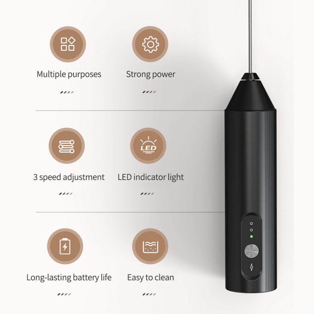KLT EF-A Máy Đánh Bọt Sữa Điện 3 Tốc Độ | Sạc Lại | Tạo Bọt Nhanh | BigBuy360 - bigbuy360.vn