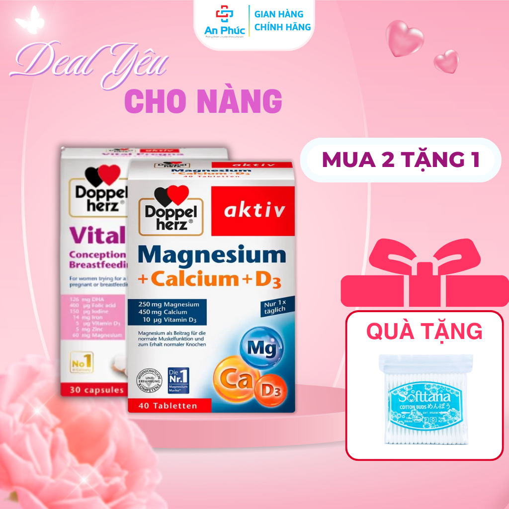 Bộ đôi dưỡng thai hỗ trợ sức khỏe cho mẹ bầu Doppelherz Vital Pregna + Mag Calcium