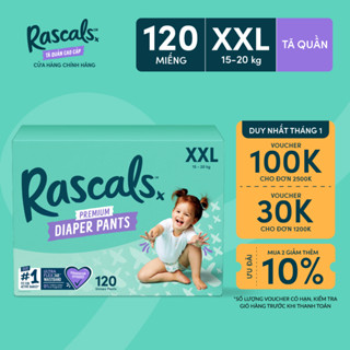  Thùng Tã Bỉm Quần Rascals Size XXL  15-20kg  120 miếng 