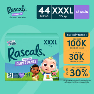  Tã Bỉm Quần Rascals Cocomelon Size XXXL  >17kg  44 miếng - Kèm Sách tô màu ngẫu nhiên 
