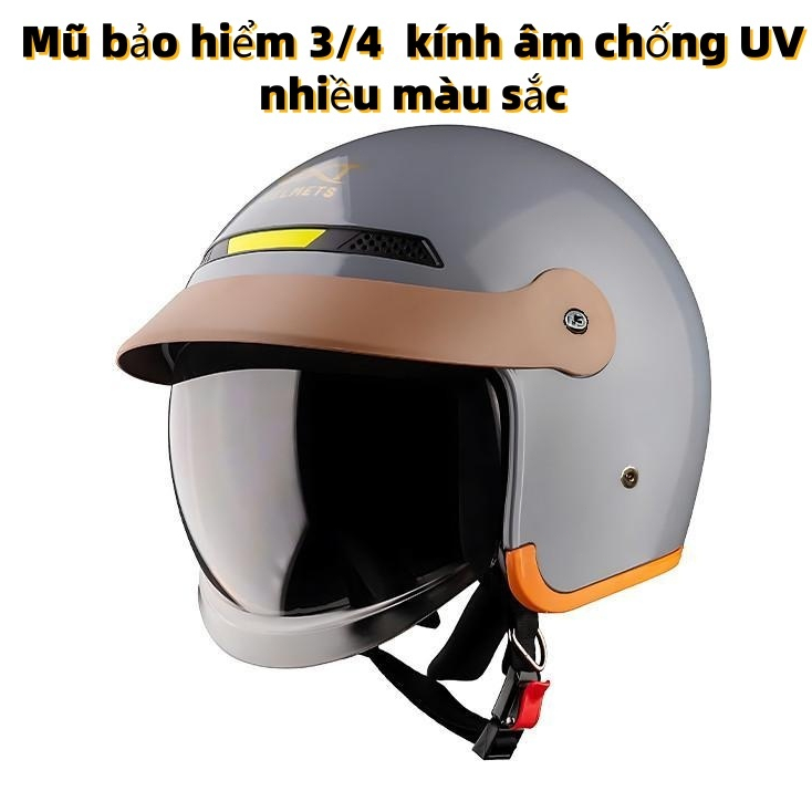 Mũ bảo hiểm 3/4  kính âm chống UV, nhiều màu sắc