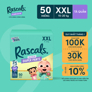  Tã Bỉm Quần Rascals Cocomelon Size XXL  15-20kg  50 miếng - Kèm Sách tô màu ngẫu nhiên 