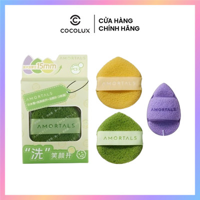 Mút Rửa Mặt Amortals Wash To Smile Face Washing Puff (3 Miếng) new giúp làm sạch da mặt
