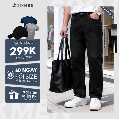 [NEW] Quần jeans nam ống suông SIXMEN, chất Jeans cao cấp, phom Straight thoải mái, dễ mặc dễ phối