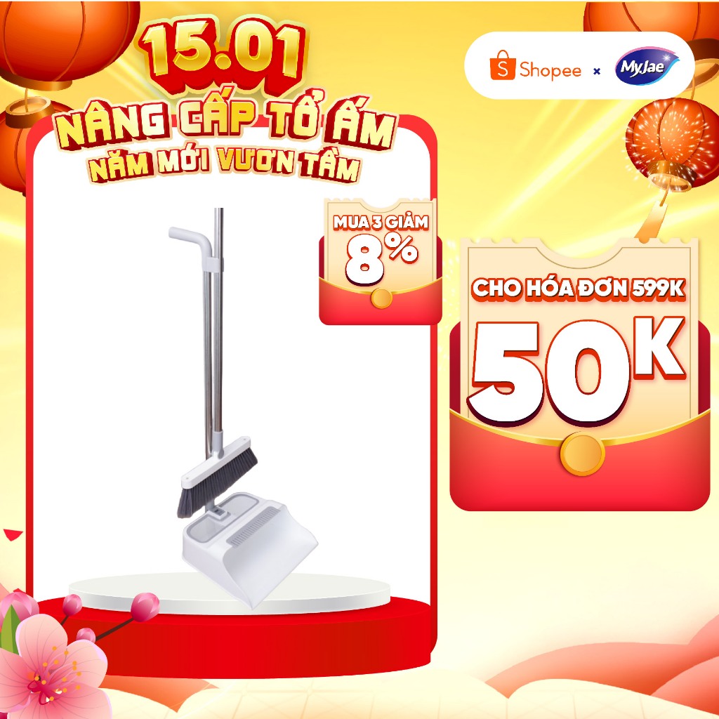 [Gấp Gọn Tiện Lợi] Bộ chổi quét nhà tiện lợi MyJae - Kèm đồ hốt rác