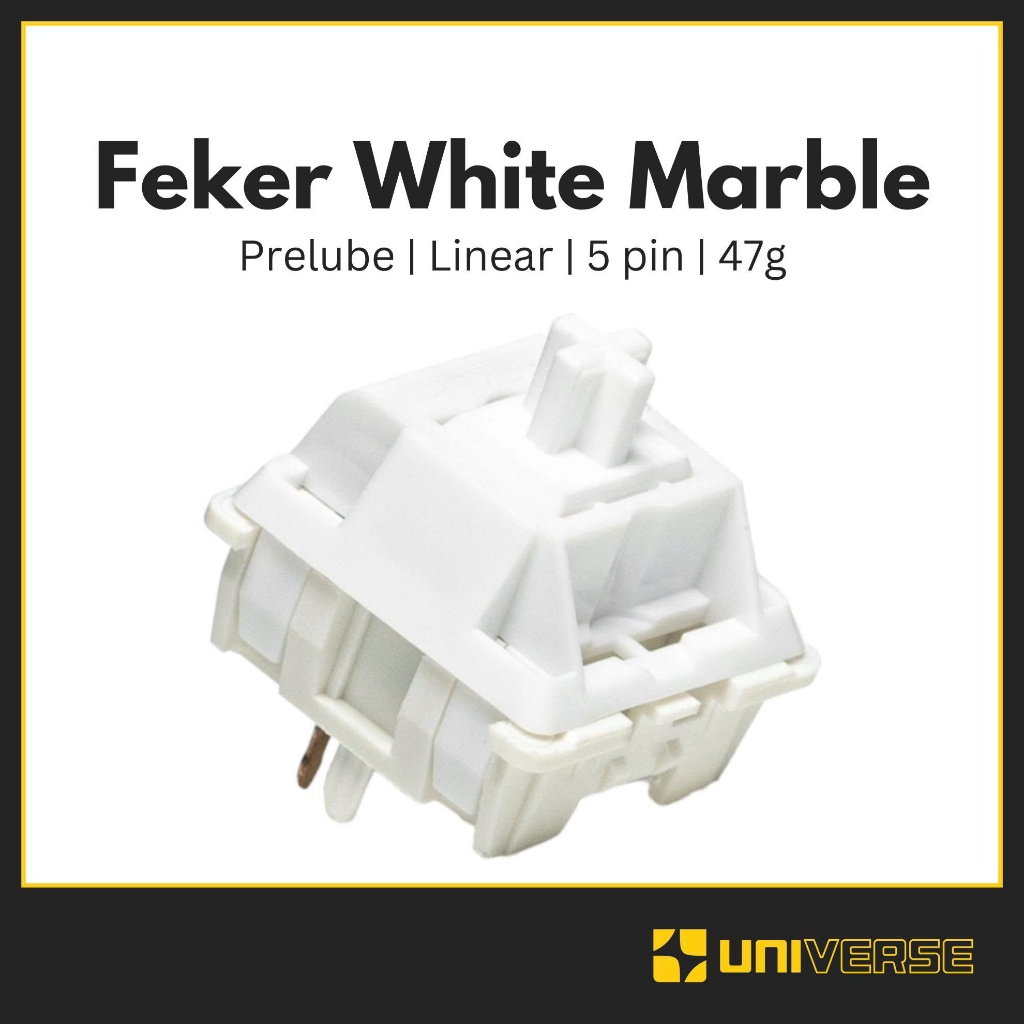 10 Switch Feker White Marble 5 PIN Linear 47g POM âm thocky công tắc bàn phím Feker White Marble