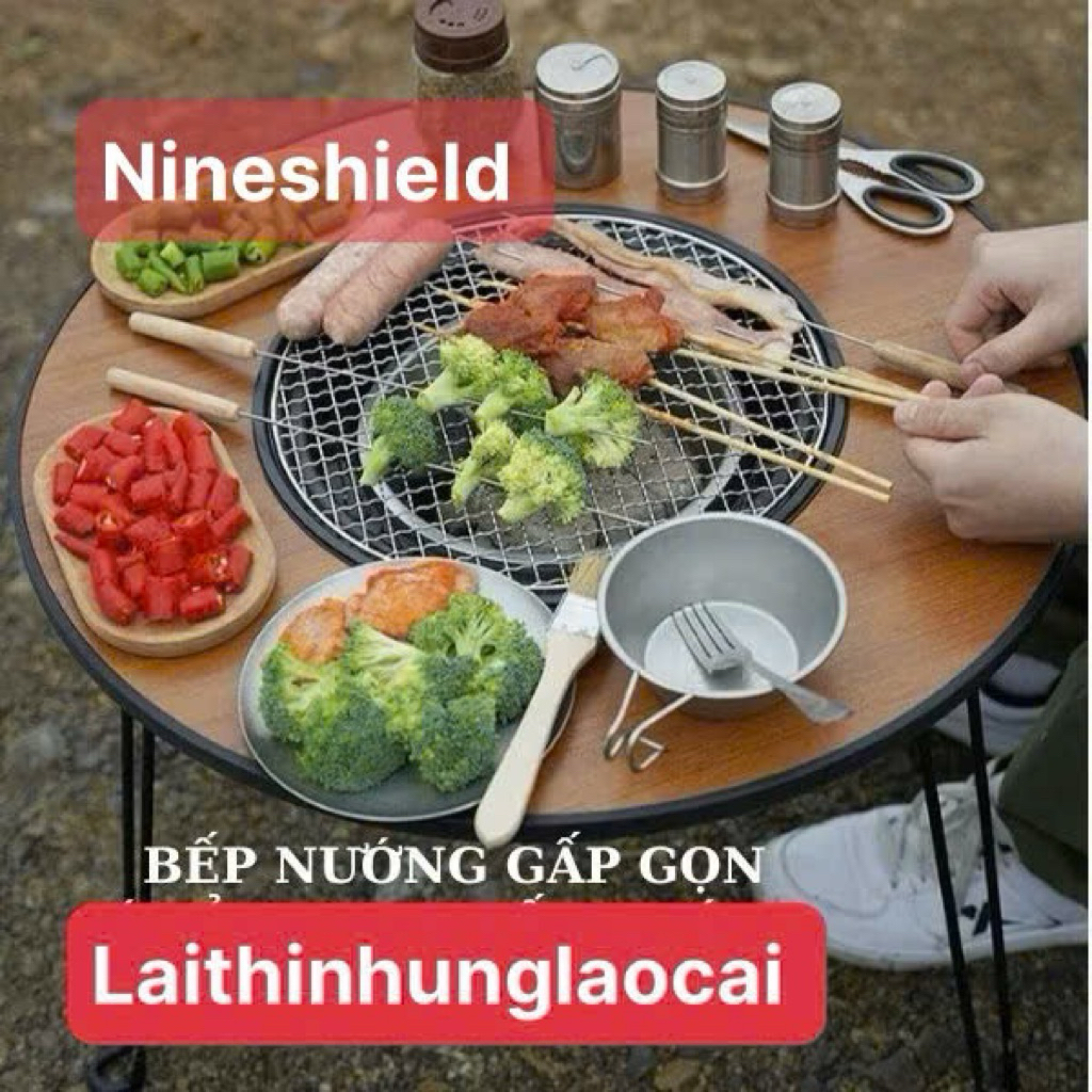 Bếp nướng than hoa có chân Nineshield BBQ100- nướng BBQ ngoài trời