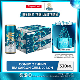  Nồng độ cồn 4.6% - Combo 2 Thùng 20 lon Bia Saigon Chill 330ml 