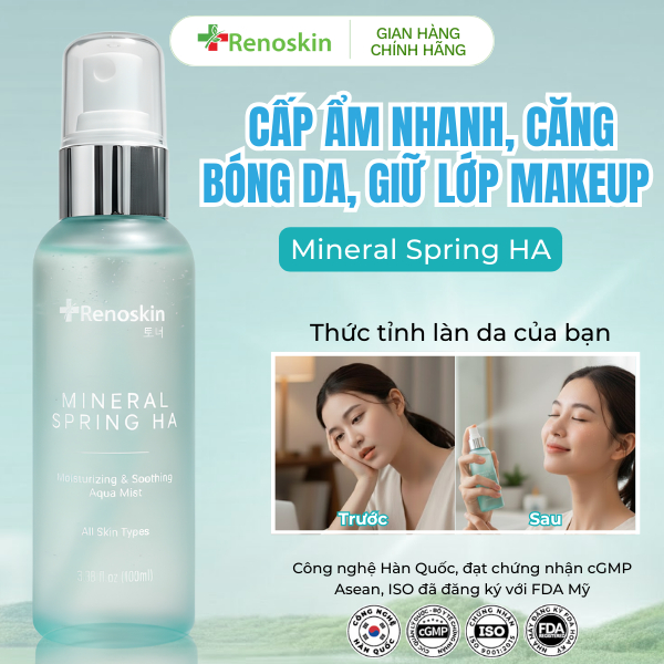 Xịt Khoáng Renoskin Mineral Spring HA ,Xịt Khoáng Nha Đam Cấp Ẩm Nhanh Căng Bóng Da
