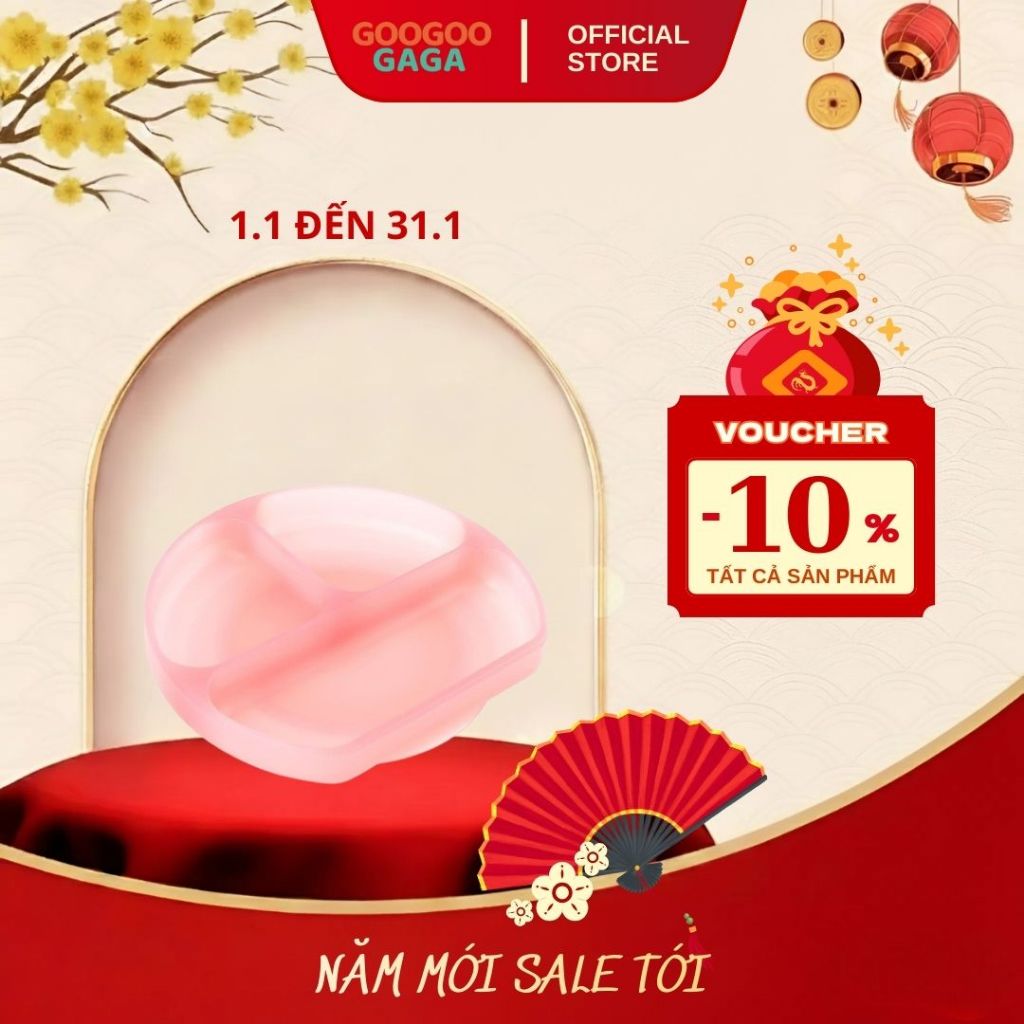 GOOGOOGAGA Khay Đựng Thức Ăn 3 Ngăn Bằng Silicone Cho Bé GDL-JLPK