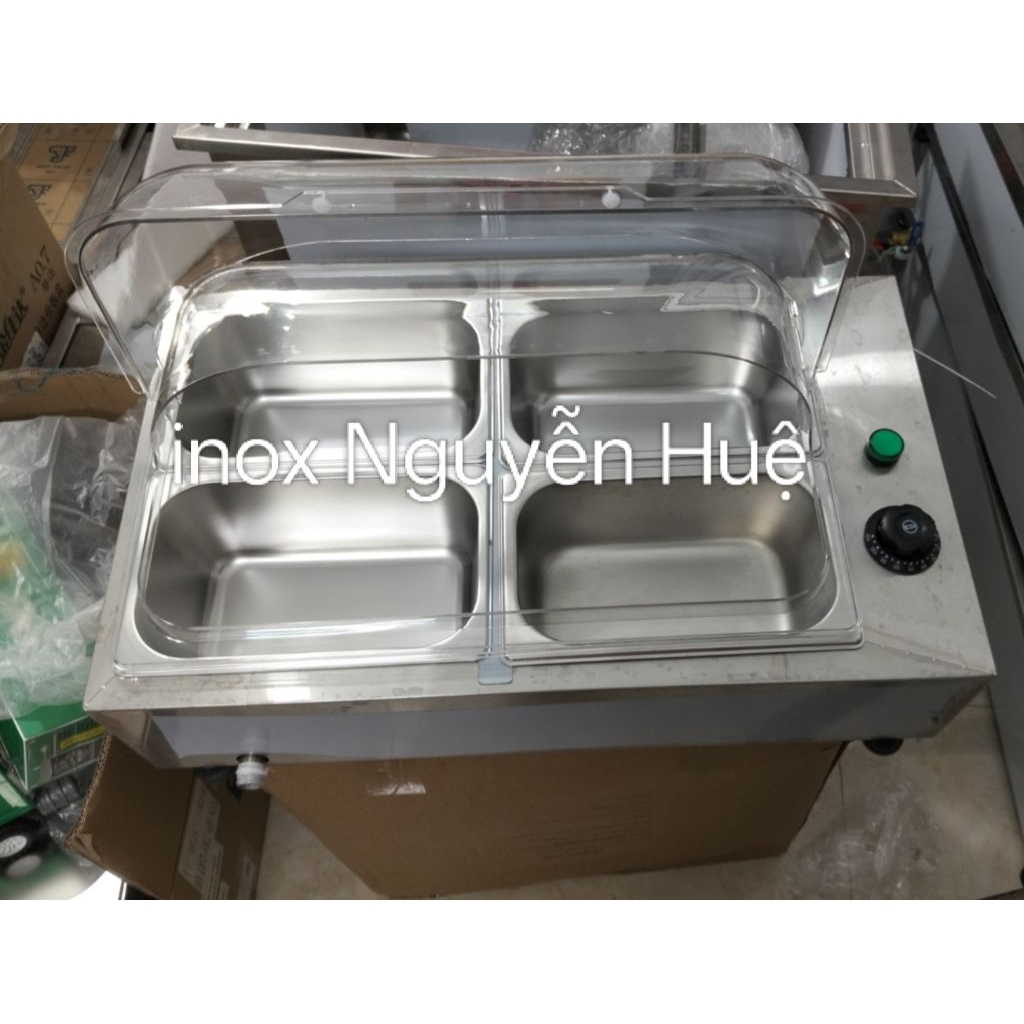 Giữ nóng đặt bàn 4 khay, giữ nóng topping,bánh mì, hải sản, buffet