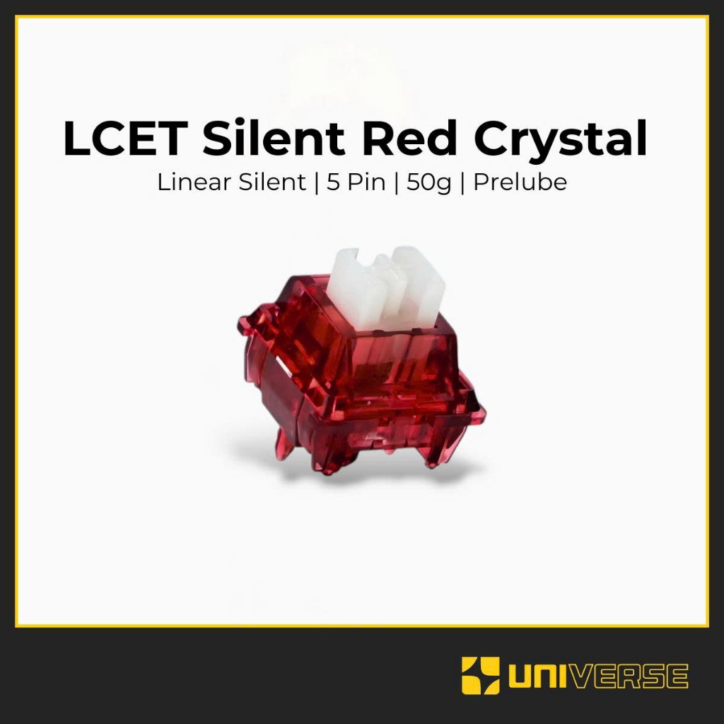 10 Switch LCET Silent Red Crystal Switch Linear Silent Im Lặng 5 Pin 50g PC + POM Prelube Công Tắc B