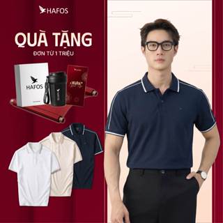    NEW   Áo Polo nam tay ngắn WOODLINE HAFOS . Áo polo nam Xanh Navy viền trắng tinh tế nổi bật sang trọng 