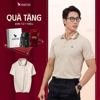    SALE 50%   Áo Polo Nam REGAN FALCON HAFOS chất vải Smart Pique cải tiến áo thun có cổ nam màu be thanh lịch 