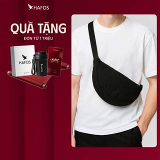  Túi đeo chéo ROUGH HAFOS chất vải dù nhám đứng form túi rộng chứa nhiều đồ 