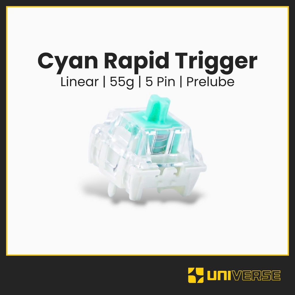 10 Switch Cyan Rapid Trigger Switch Linear 5 Pin 55g Prelube Công Tắc Bàn Phím Cơ Universe