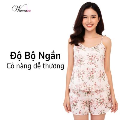 Bộ đồ ngủ nữ WANNABE đồ bộ sọt 2 dây đơn giản lụa mango in họa tiết hoa hồng xinh xắn nữ tính BSW01
