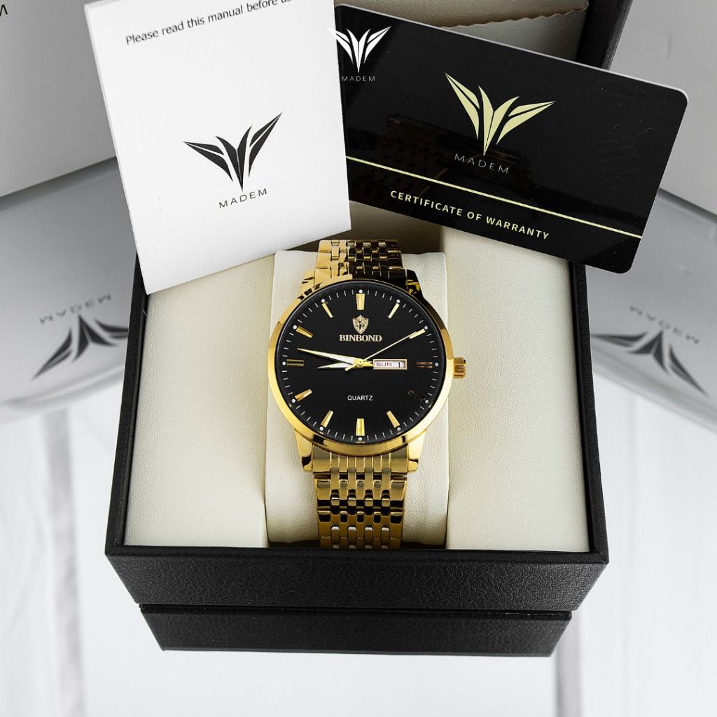 [Tặng Cắt Dây] Đồng Hồ Nam MADEM BINBOND GOLD Pin-Quartz Dây Kim Loại Không Gỉ - Chống Nước 3ATM
